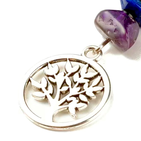 Natural Stone 7 Chakras Tree of Life Keychain +Free Gift - Picture 2 of 4
